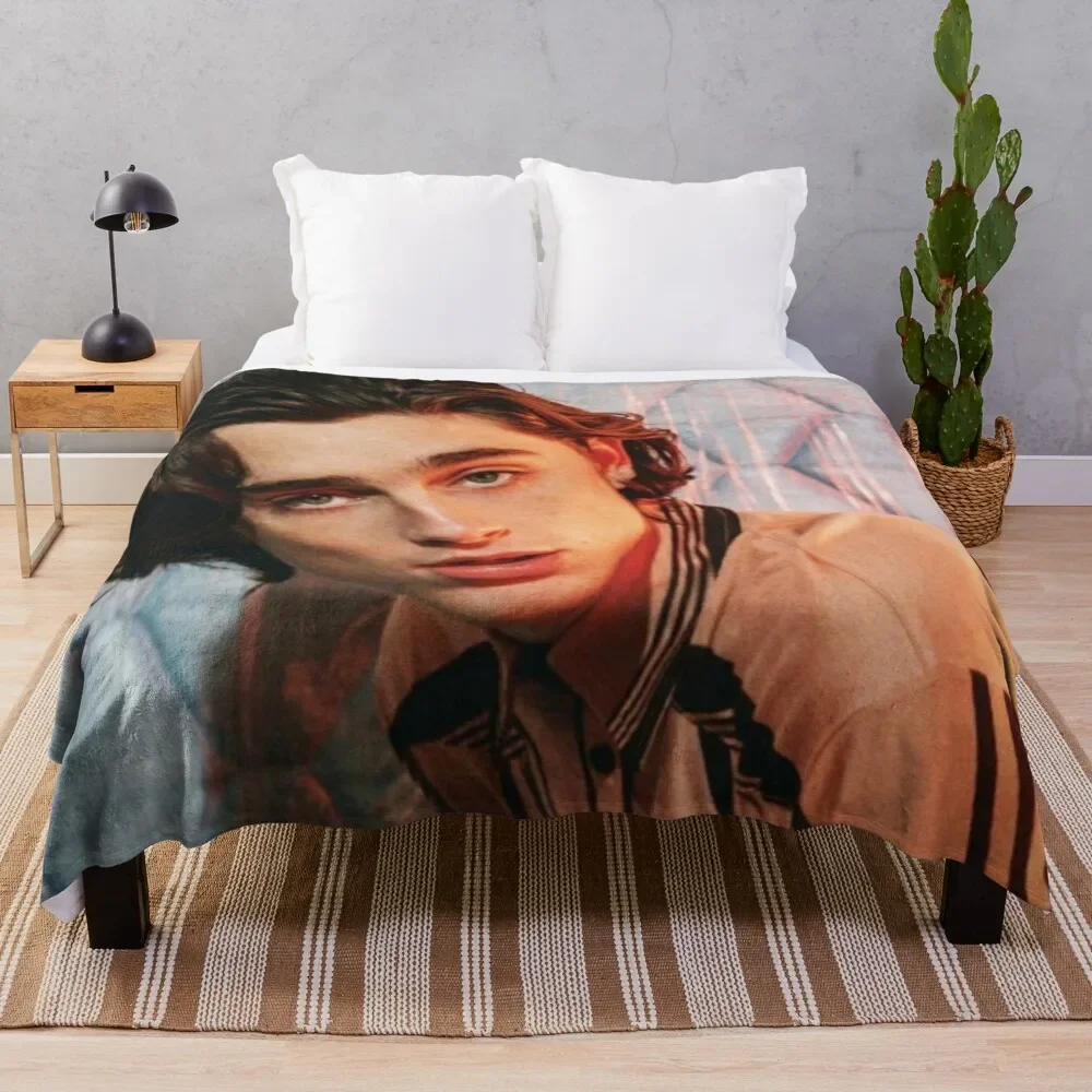 

Timothee Chalamet Throw Blanket Bed Fashionable cosplay anime Vintage Furry Shaggy Blankets