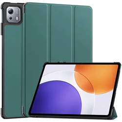 Premium Leather Tri-Fold Case with Auto Sleep/Wake for Xiaomi Pad 7S Pro (Dark green)