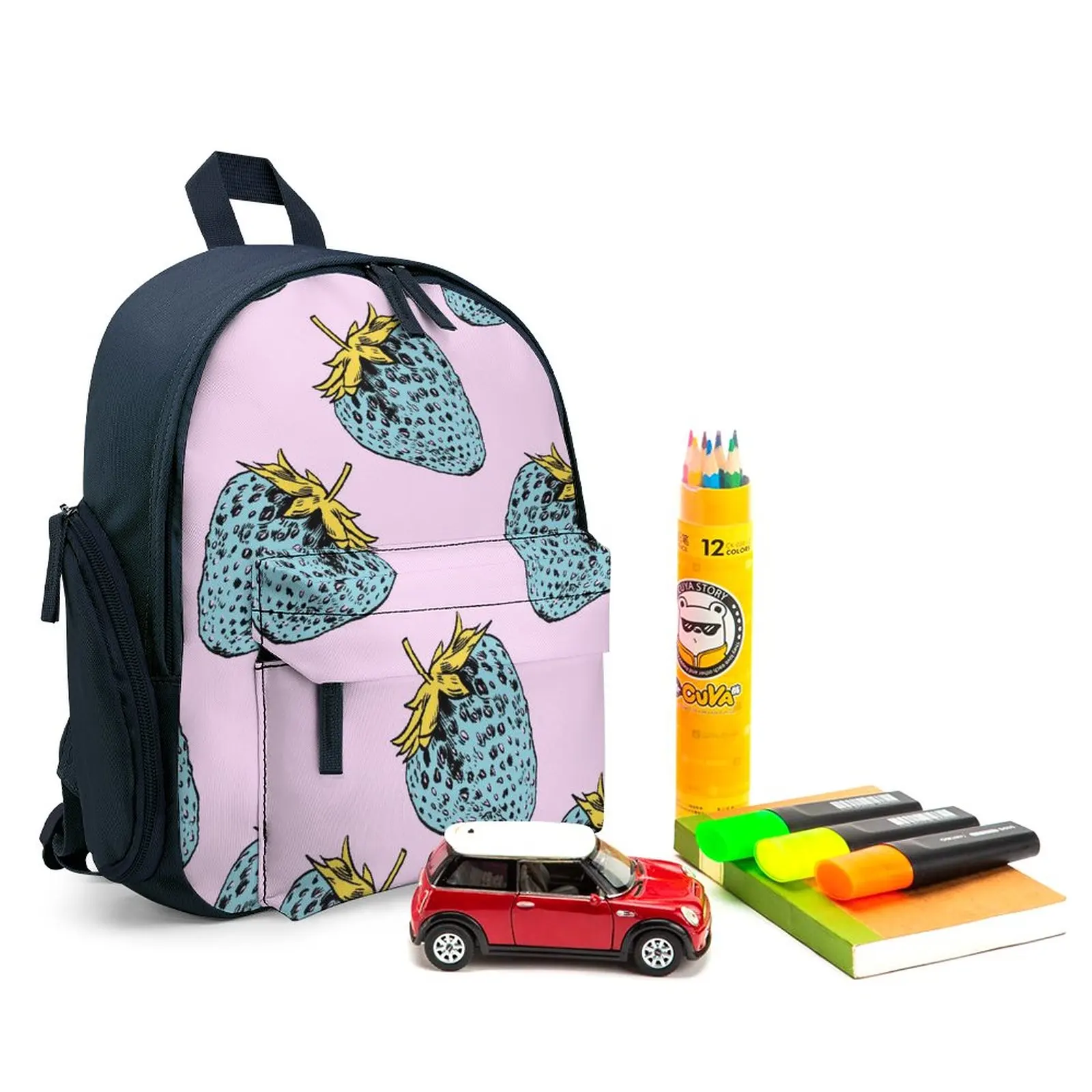 Strawberry Print Backpack Child Customize Boys and Girls Student School Bags Large Capacity Custom Print Backbags for Travel
