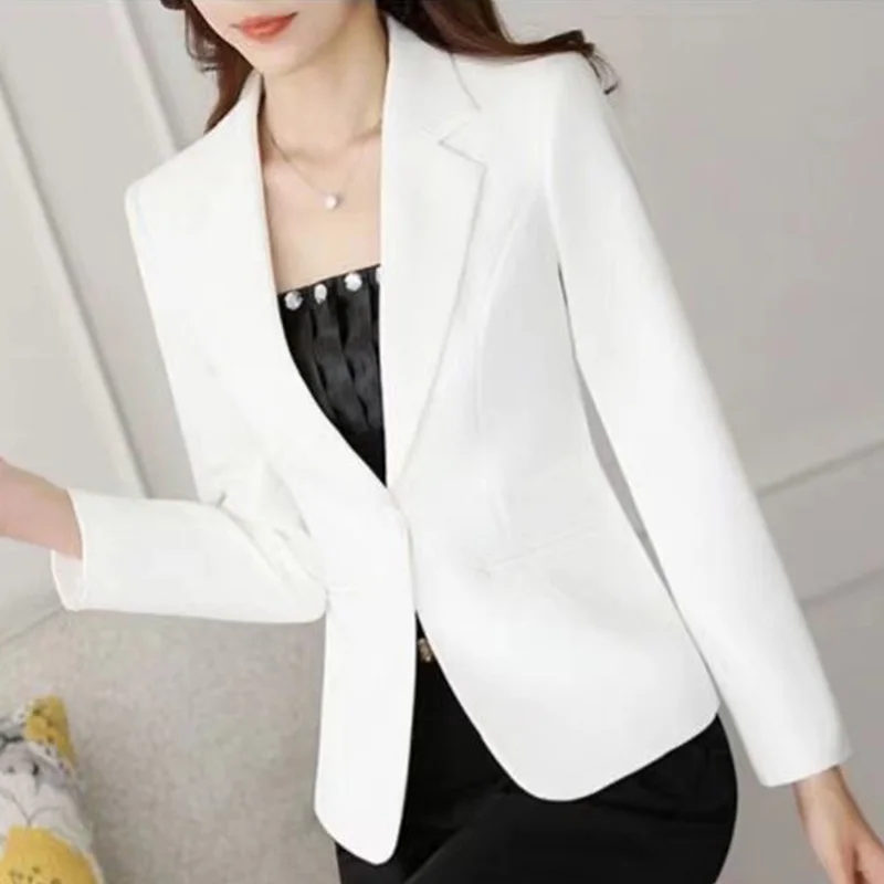 Elegant Lapel Button Loose Pockets Solid Color Blazer Women's Clothing 2023 Autumn New Casual Tops All-match Office Lady Blazers