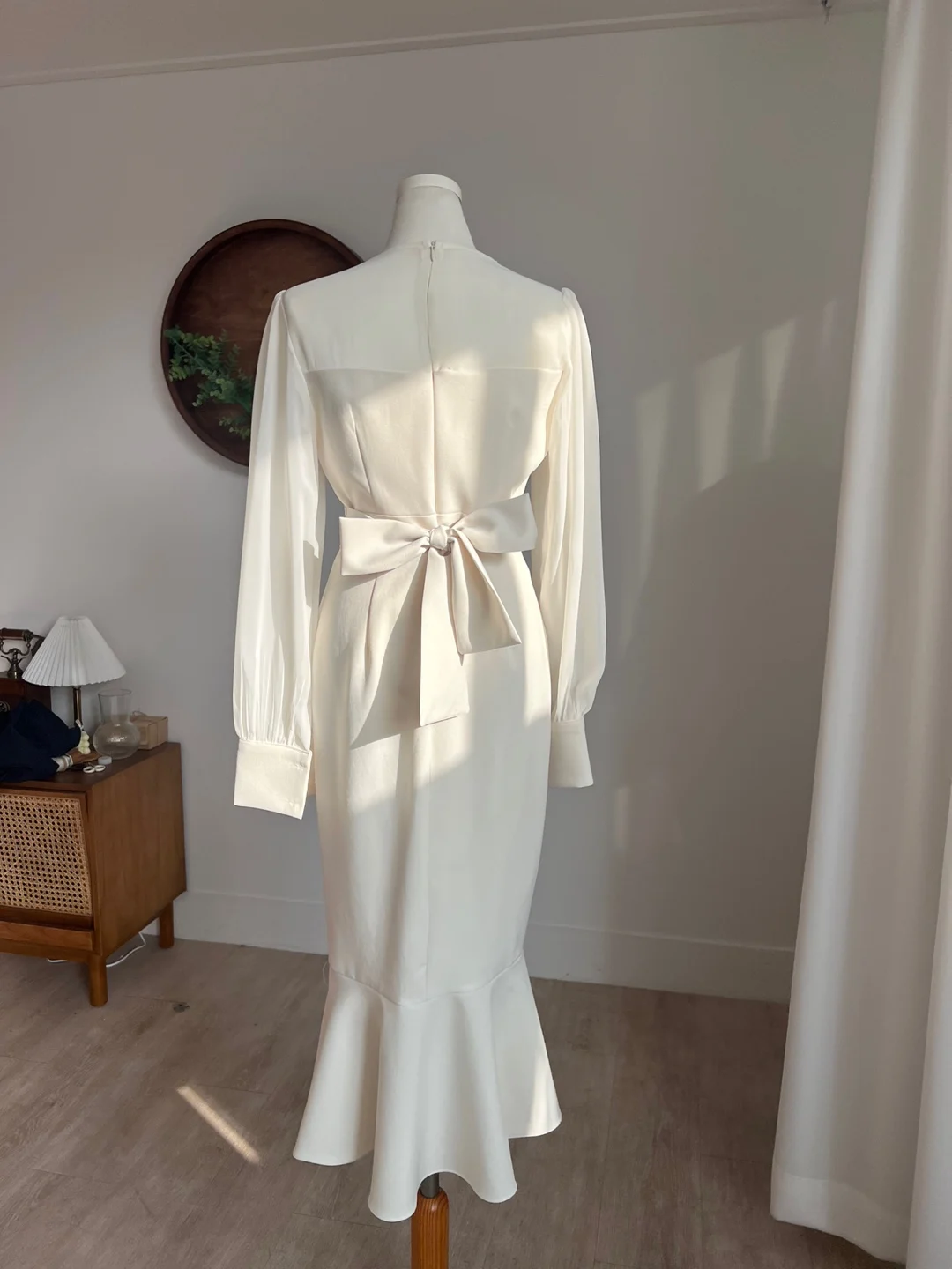 Korean Fashion Bodycon Midi Dresses for Women Mesh Patchwork Long Sleeve Fishtail Office Lady Mermaid Party Dress Slim Mermaid