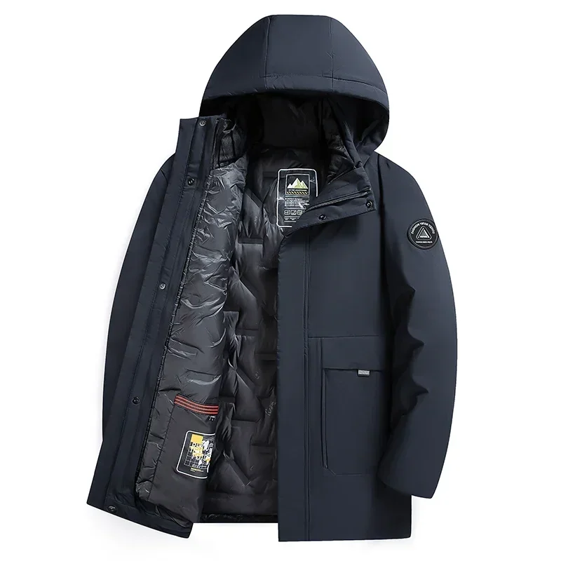 2024 Nuevos abrigos de plumón con capucha y relleno de plumón de pato para hombre, chaqueta de invierno de marca para hombre, abrigos casuales tipo saco para hombre