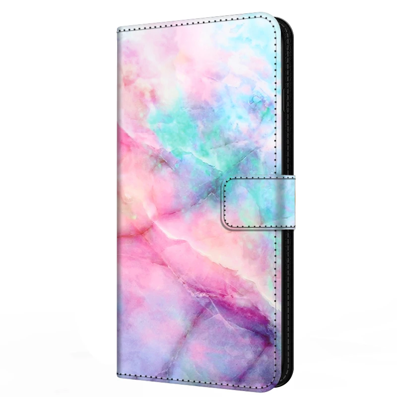 Elegant Marble Leather Flip Cover with Magnetic Wallet and Stand