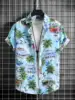 Summer Men Women Fashionable Hawaiian Lapel Shirts Botanical Floral Design Short Sleeve Button Up Shirts Seaside Tops 5