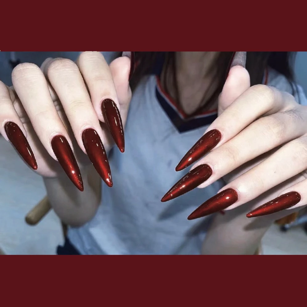 Glam Festive Christmas Nail Art Ideas : Red Tips + Reindeer Almond Nails