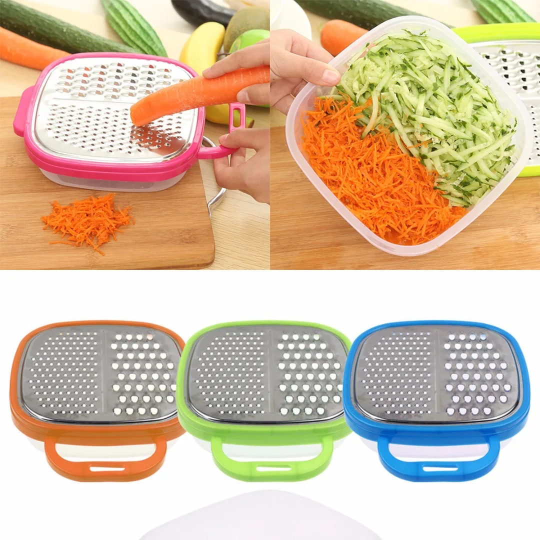 Grattugia 4 In 1 Per Formaggio E Verdure - Con Contenitore, Lame In Acciaio, Antiscivolo, Design Arancione - Foto 10