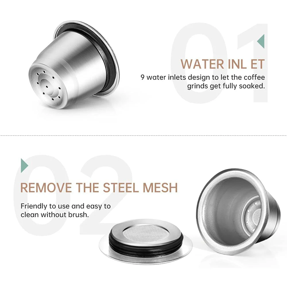Description Picture 5 of itemRefillable Coffee Capsule Stainless Steel Espresso Reusable Coffee Pod For Nespresso Coffee Machine Reusable Filter Coffee Pods