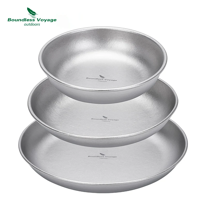 Boundless Voyage Camping Plate Titanium Dinner Plate Stackable Kitchen Tableware Reusable Dish Set of 1/3, Dishwasher Safe