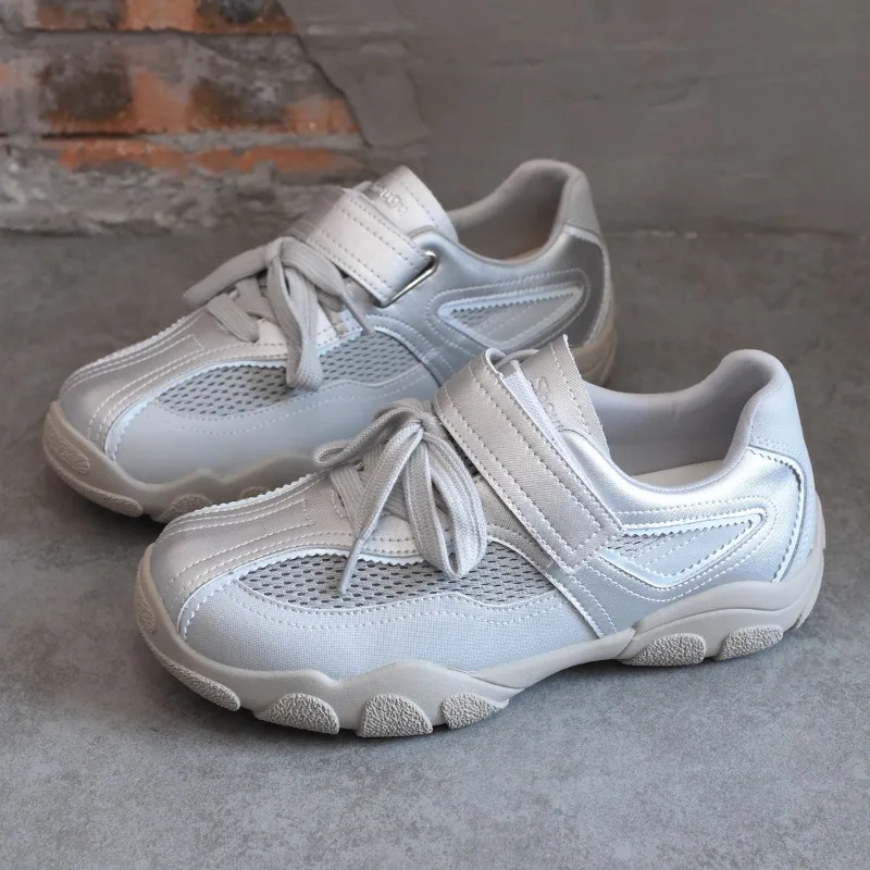 AUTUSPIN Summer Popular Women Sneaker Fashion Leather Patchwork Mesh Shoes Street Style Students Tide Sports Sneakers Size 35-39 5