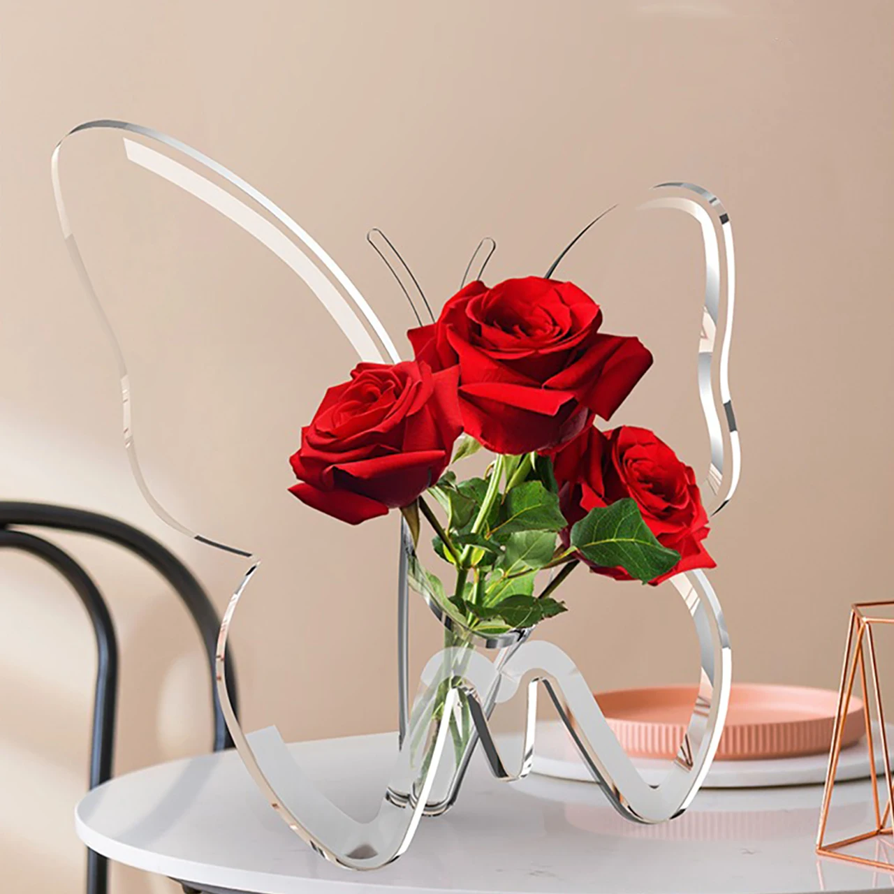 Butterfly Acrylic Photo Frame Vase Art Hydroponic Flower Vase Desktop Plant Holder Decor Vase Home Decoration Ornaments