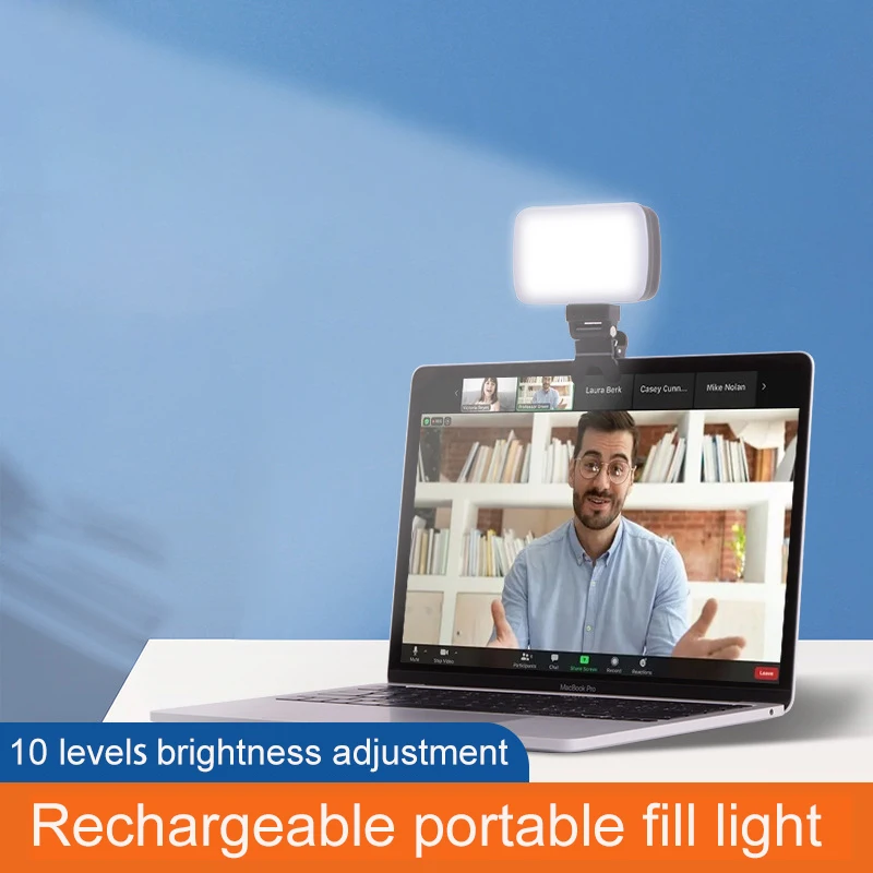 

Selfie Fill Light Clip-on Portable Rechargeable Laptop Conference Live Streaming Zoom 10 Levels Brightness Adjustable LED Light