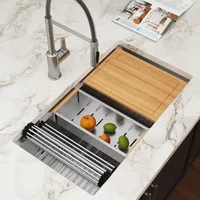 30 Inch Undermount Kitchen Sink 16 Gauge Stainless Steel Workstation Round Corners Single Bowl Under Counter 2