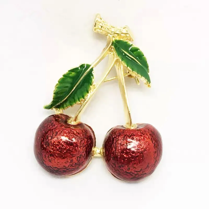 

Fashion Cherry Brooch Women Suit Neckline Badge Creative Plant Red Fruit Enamel Pins Girls Jewelry Bag Clothes Accessories Gifts