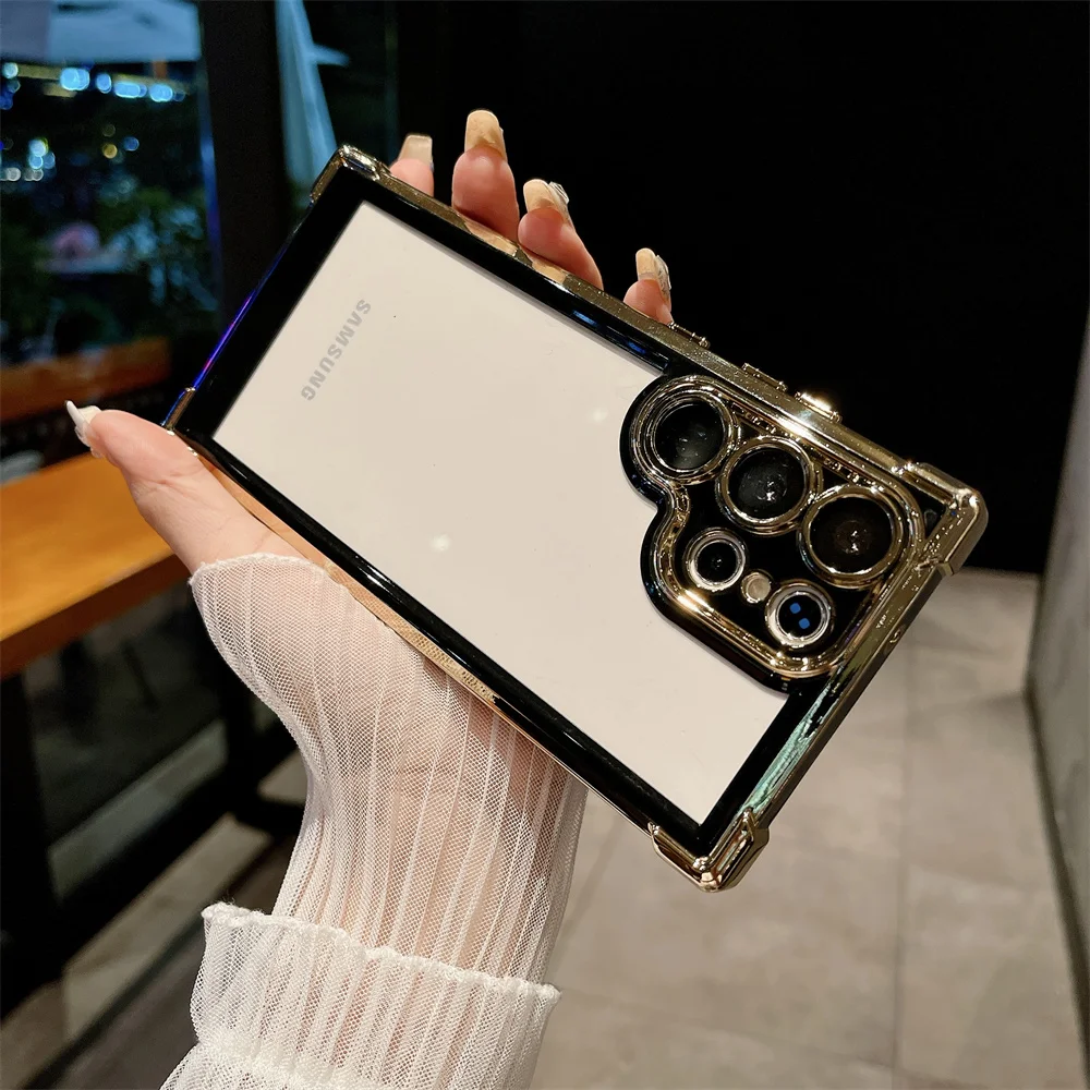 Luxury Magnetic Folding Bracket Shiny Case with Ring Holder Stand and Gradient Shockproof Design