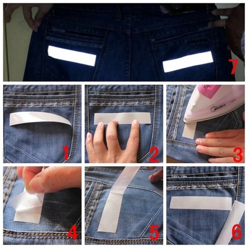 Reflective Tape Bands Reflective Tape Reflective Stickers 2-5cm Heat Transfer 5M for DIY Clothing Bag Shoes