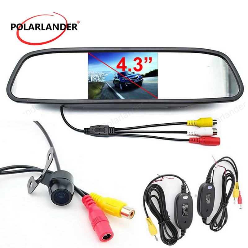 

Система помощи при парковке автомобиля, 4,3-дюймовый автомобильный ЖК-монитор зеркала заднего вида, CCD, 2CH видео дисплей с камерой заднего вида