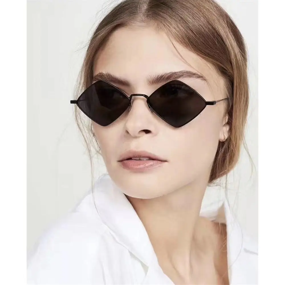 Fashion Metal UV Protection Film Small Women's Sunglasses Diamond Shape Men's Shades Sun Glasses