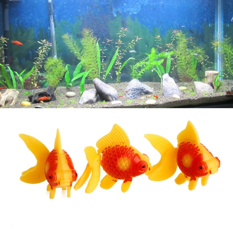 Artificial Fish Aquarium 3Pcs Plastic Moving Gold Fish Set Ornaments for Tank Fake Colorful Bowl