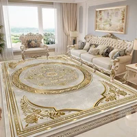 European Style Golden Carpet Living Room Luxury Decoration Flannel Large Rugs Sofa Area Coffee Tables Non-slip Soft Mat Bedroom 1