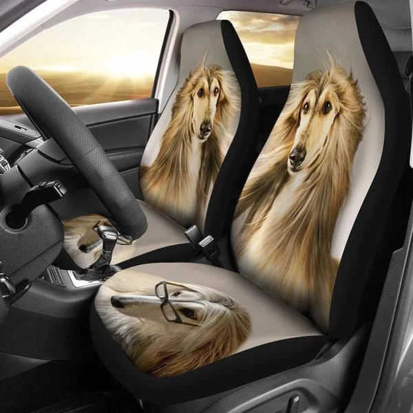 

2pcs Afghan Hound Dog Print Car Seat Covers