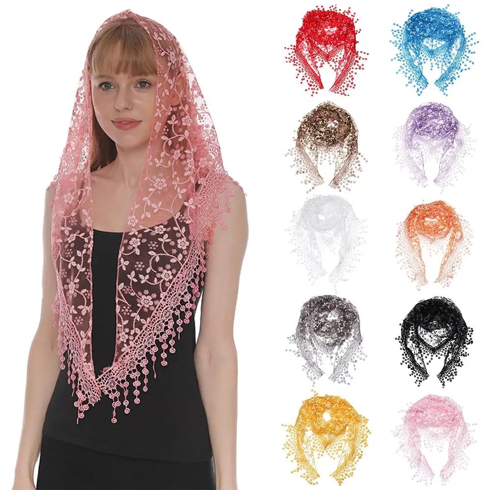 

Long Shawl Ladies Wrap Women Lace Scarf Neck Cover Chiffon Lace Tassel