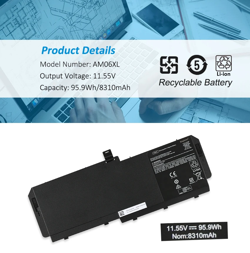 Kingsener-bateria do Portátil para hp Zbook 17 g5 Série g6 Amo6xl Hstnn-ib8g L073501c1 L07044855 Am06095xl 11.55v 4.1 wh - Imagem 3