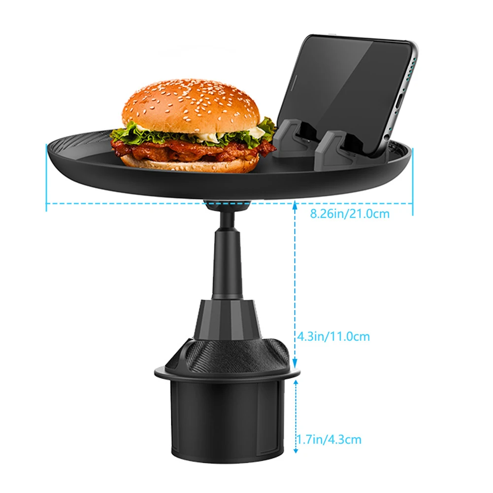 2 in 1 Car Mobile Phone Cup Holder Tray Auto Vehicle Rotary Food Table Bracket SUV Truck Interior Storage Replacement 