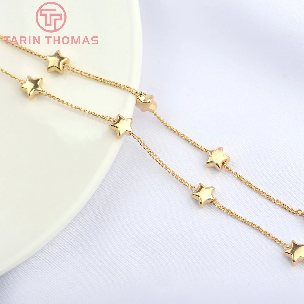 

(5114)1 Meter Chain 1.2MM 24K Gold Color Brass Star Necklace Chains Bracelet chains Quality Diy Jewelry Findings Accessories