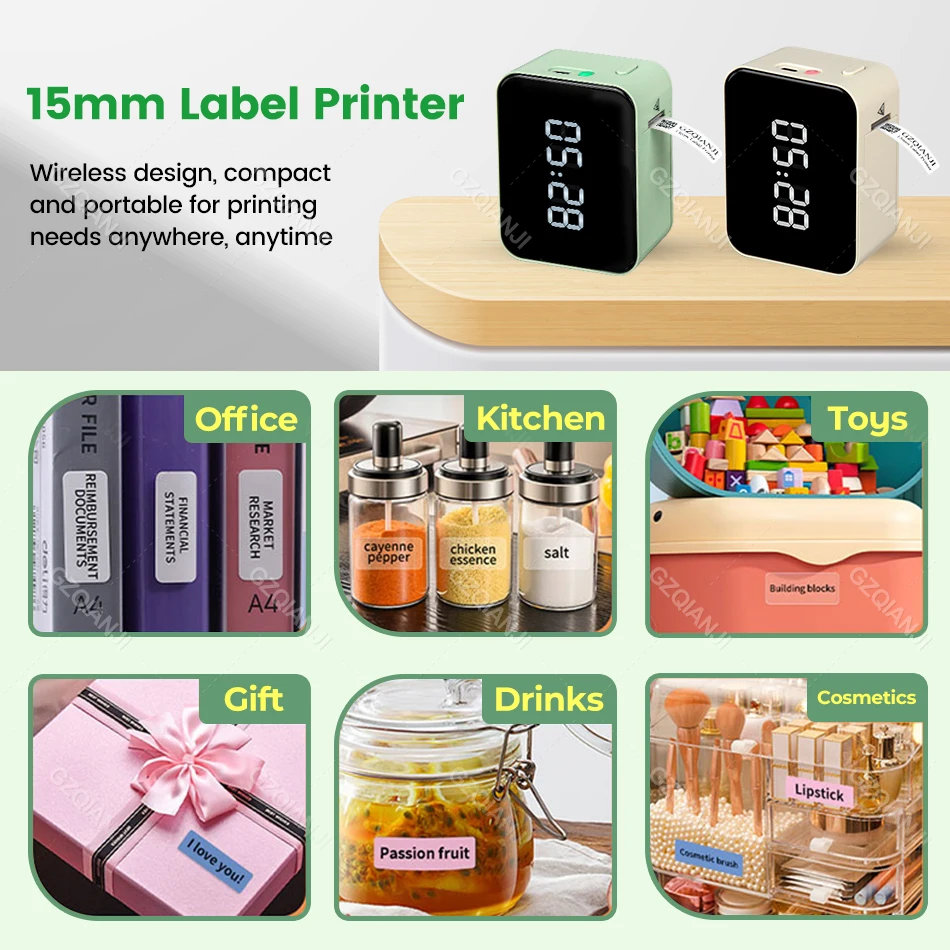 P15 Bluetooth Thermal Label Printer Mini Portable Wireless Label Maker Sticker Fast Printing Similar as Niimbot D11 D110 D101