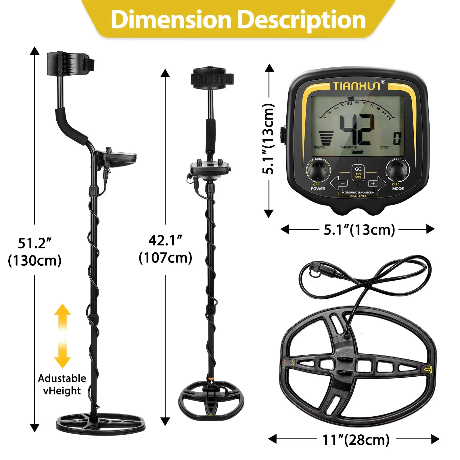 TX-850 Metal Detector Underground Professional Depth 2.5m Search Finder Gold Detector Scanner Treasure Hunter Pinpointer 11inch metal detector