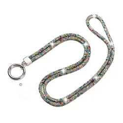 Sparkling Rhinestone Phone Lanyard with Anti - Lost Chain Strap (Multicolored)