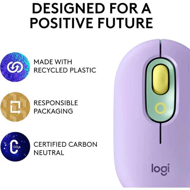Logitech POP Mouse Wireless Mouse SilentTouch Technology Precision/Speed Scroll Compact Design Bluetooth USB Multi-Device 4