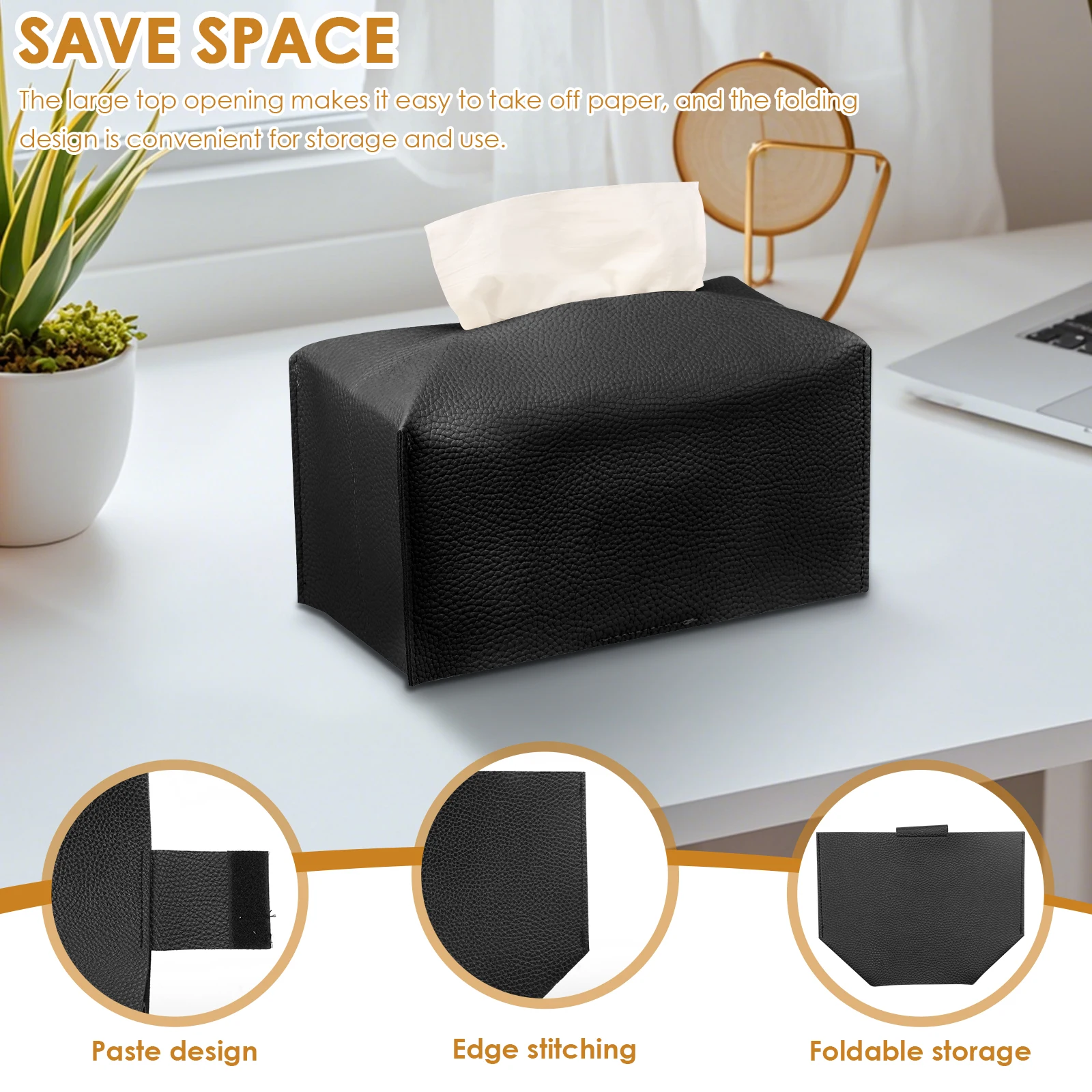 4Pcs Foldable Tissue Box Cover Portable Rectangular Tissue Box Holder with Bottom Belt Facial Tissue Box Cover for Home Office
