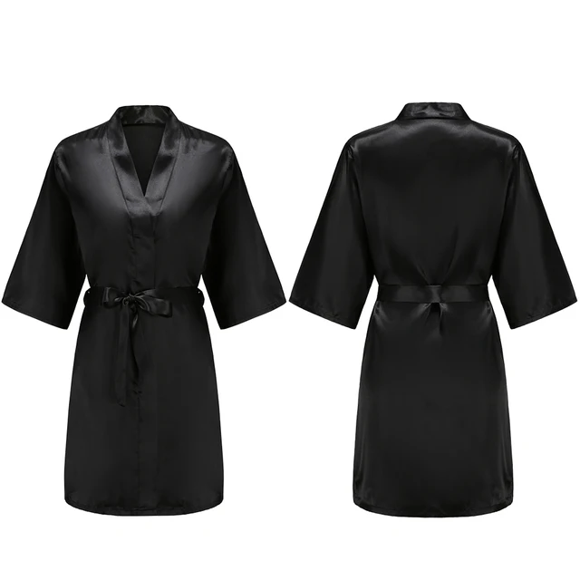 Robes courtes et soyeuses pour femmes, en Satin, pour demoiselle d'honneur, fête de mariée, vêtements de nuit