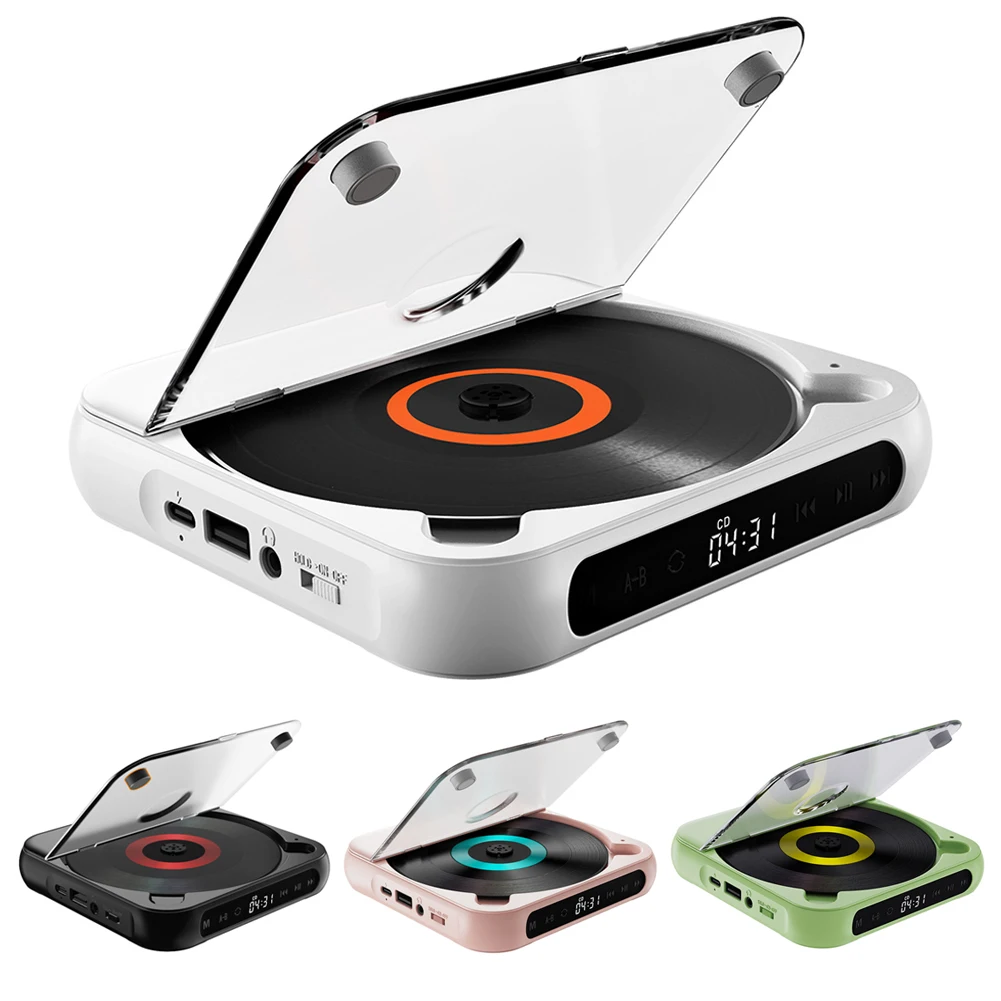 휴대용 블루투스 CD 플레이어, LCD 스크린, 자동차 CD 플레이어, 음악 CD 플레이어, A-B 반복 1200 mAh 배터리, 친구 가족 학생용 선물