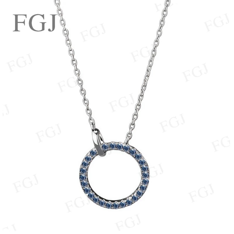 Maßgeschneiderte Moissanit-Öffnungskette aus 925er-Sterlingsilber, rund, VVS1 D/Schwarz/Champagner/Vivid Blue, für Party-Halskette, Schmuck, Geschenke – Detail 8