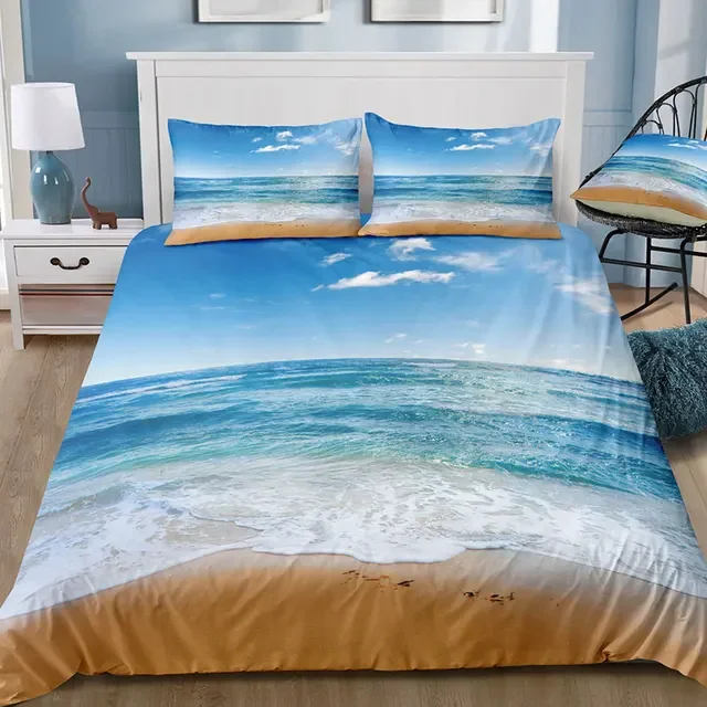 Beautiful ocean Bedding Set 3D Digital Printing Beach Coconut Grove duvet cover set Summer Bedroom Quilt Cover Pillowcase