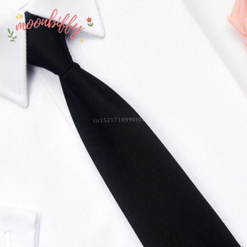 5cm Pre-tied Neck Tie Mens Skinny Zipper Ties Red Black Blue Solid Color Slim Narrow Bridegroom Party Dress Necktie Student Girl Neck Tie