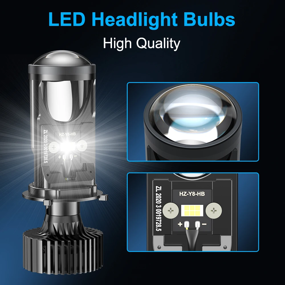 H4 LED Headlight Canbus Car Lamp Mini Projector Lens Automobles Bulb 6500K 70W 14000LM Conversion Kit Hi/Lo Beam 12V/24V RHD LHD