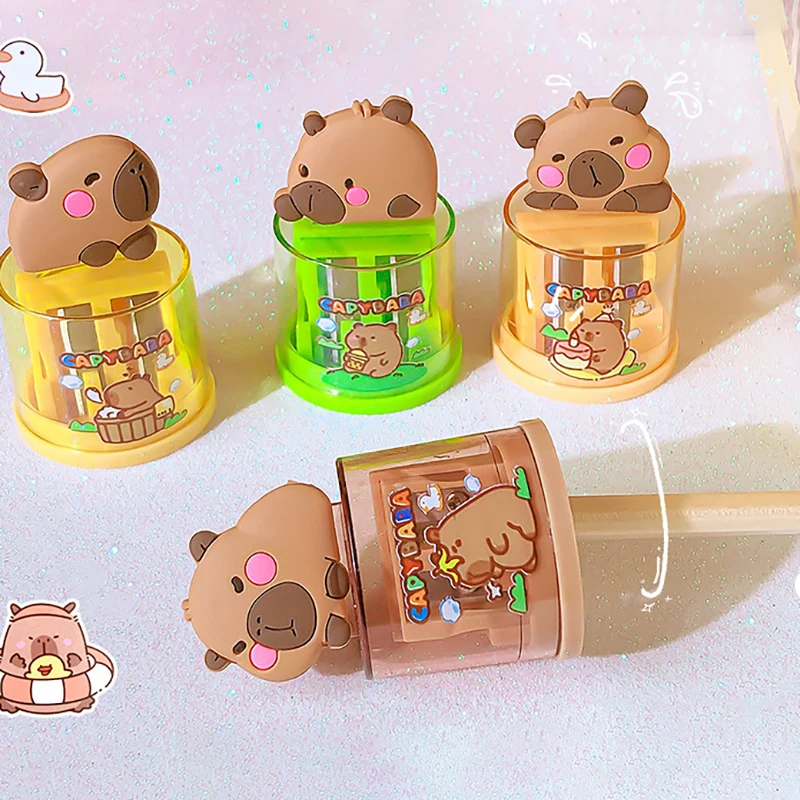 Kawaii Portable Capybara Pencil Sharpener Creative Cartoon Pencil Sharpener Office School Supplies Student Stationery Gifts pencil sharpener
