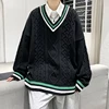 Winter Sweaters Men Warm Retro V-neck Knitted Pullovers Men Streetwear Korean Loose Long Sleeved Sweaters Mens Jumper Clothes 1