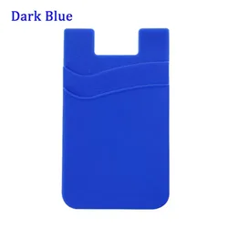 Silicone Phone Card Holder Wallet Case - Adhesive Credit Card Pocket (Dark blue)
