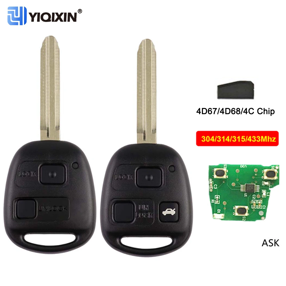 304/314/315/433Mhz مفتاح السيارة عن بعد لتويوتا يارس كامري كورولا أفينسيس كارينا Rav4 برادو تاراجو لكزس ES RX 4C 4D67 4D68 رقاقة