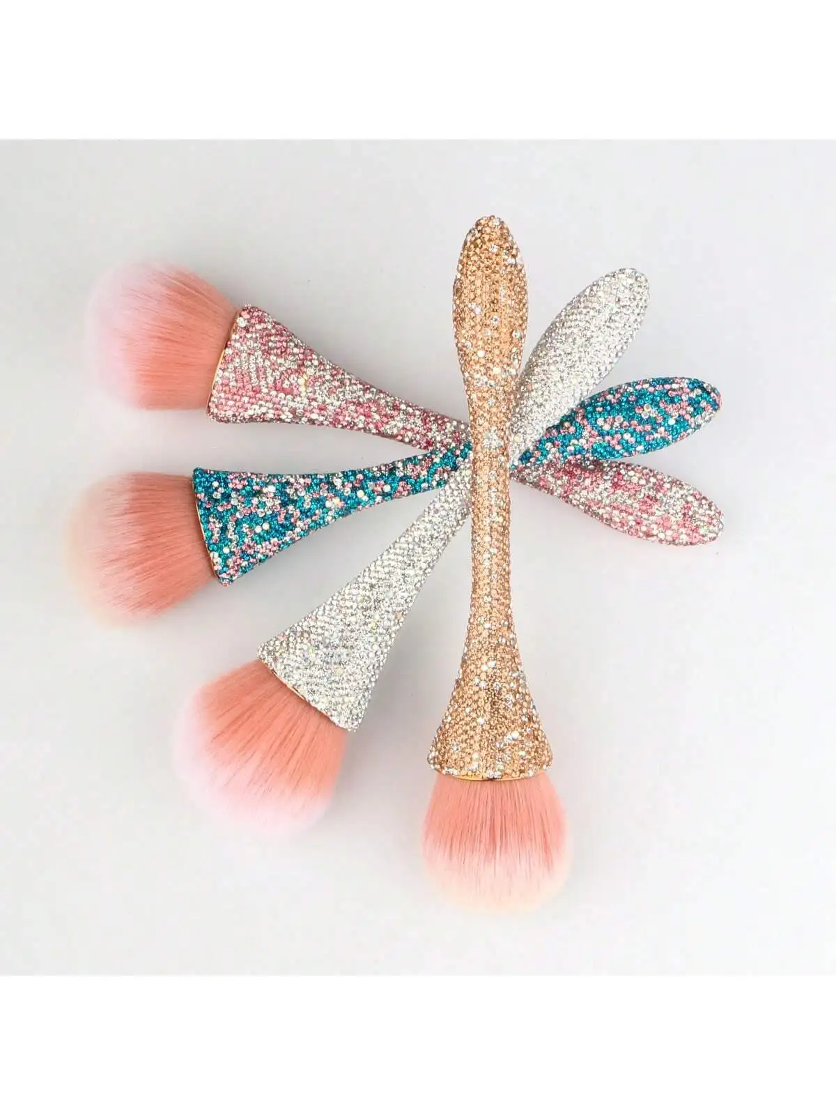 1pc Nail Dust Brush Rhinestone Bling Handle White For Acrylic Nail Art Cleaning Brush Manicure Tool 5
