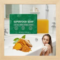 Savon au curcuma et au citron (1 ou 2 pièces) pour l'élimination des taches brunes, l'éclaircissement de la peau, le lavage du visage et du corps, le nettoyage en profondeur, la nutrition et l'atténuation de l'hyperpigmentation 1