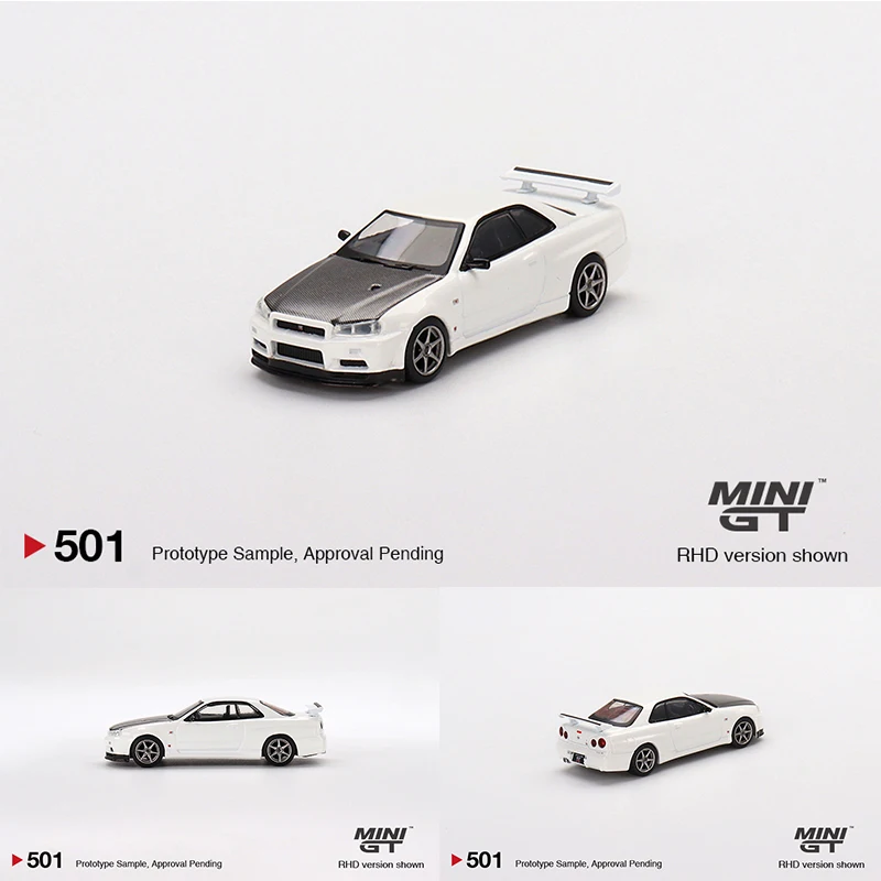 

MINI GT 1:64 Skyline GTR R34 V-Spec II N1 White Diecast Diorama Car Model Collection Miniature Carros 501 In Stock