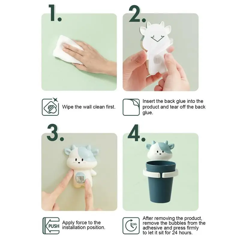 Kids Toothbrush Holder Wall Mount Cute Cartoon Toothbrush Cup With Holder toothbrush holder Lovely Child Mouthwash Cup Storage Rack Gift For Kids
