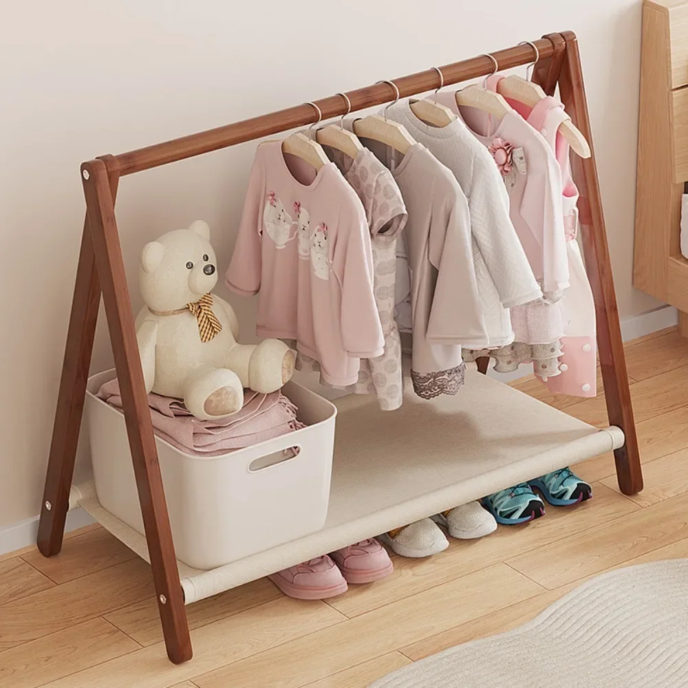 Floor Folding Clothes Hanger Bamboo Multifunctional Clothes Towel Racks Hallway Shoes Moistureproof Organizer Hanger Furniture clothes rack