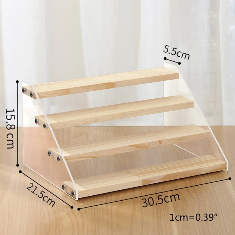 Multipurpose Display Riser Rack Stand Clear Wooden 2/3/4 Tier Step