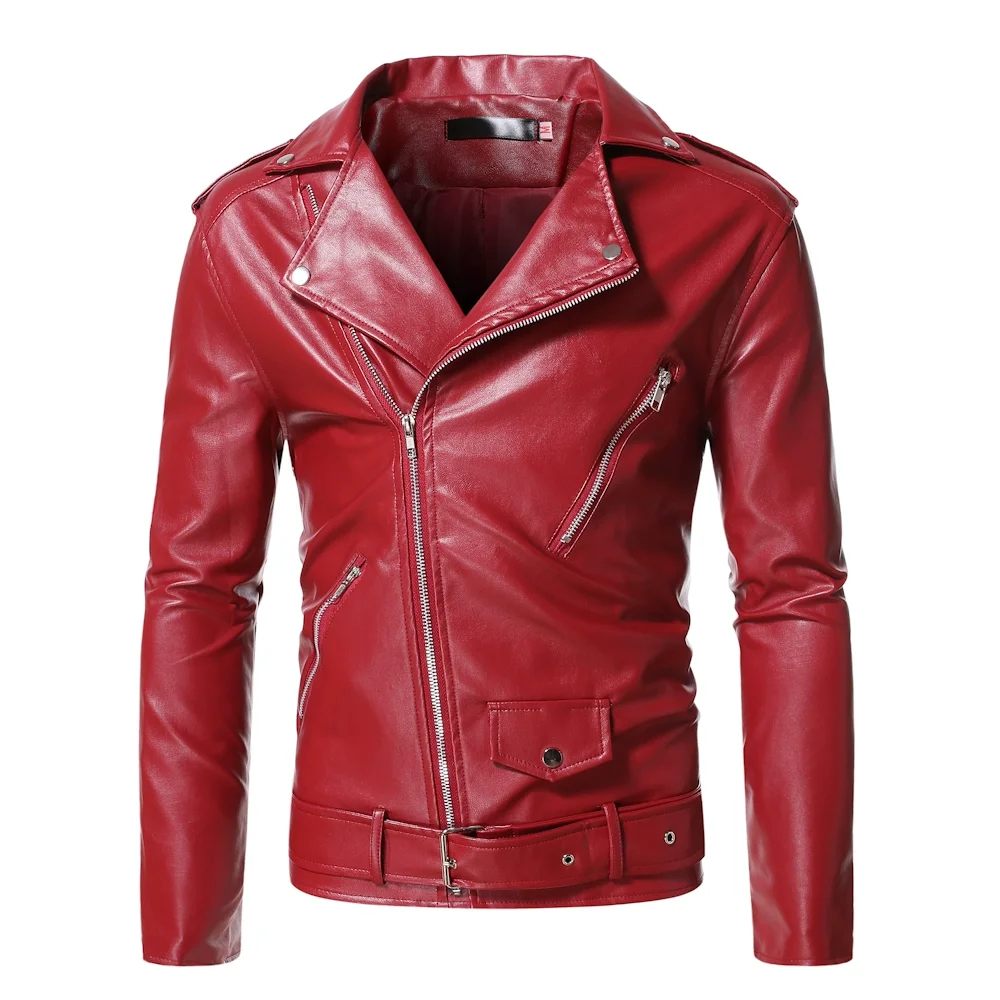 

2023 Men's Autumn Polo Collar Leather Jacket Fashion Trend Motorcycle Leather Clothing Slim Fit Zipper Decoration Men's Clothing